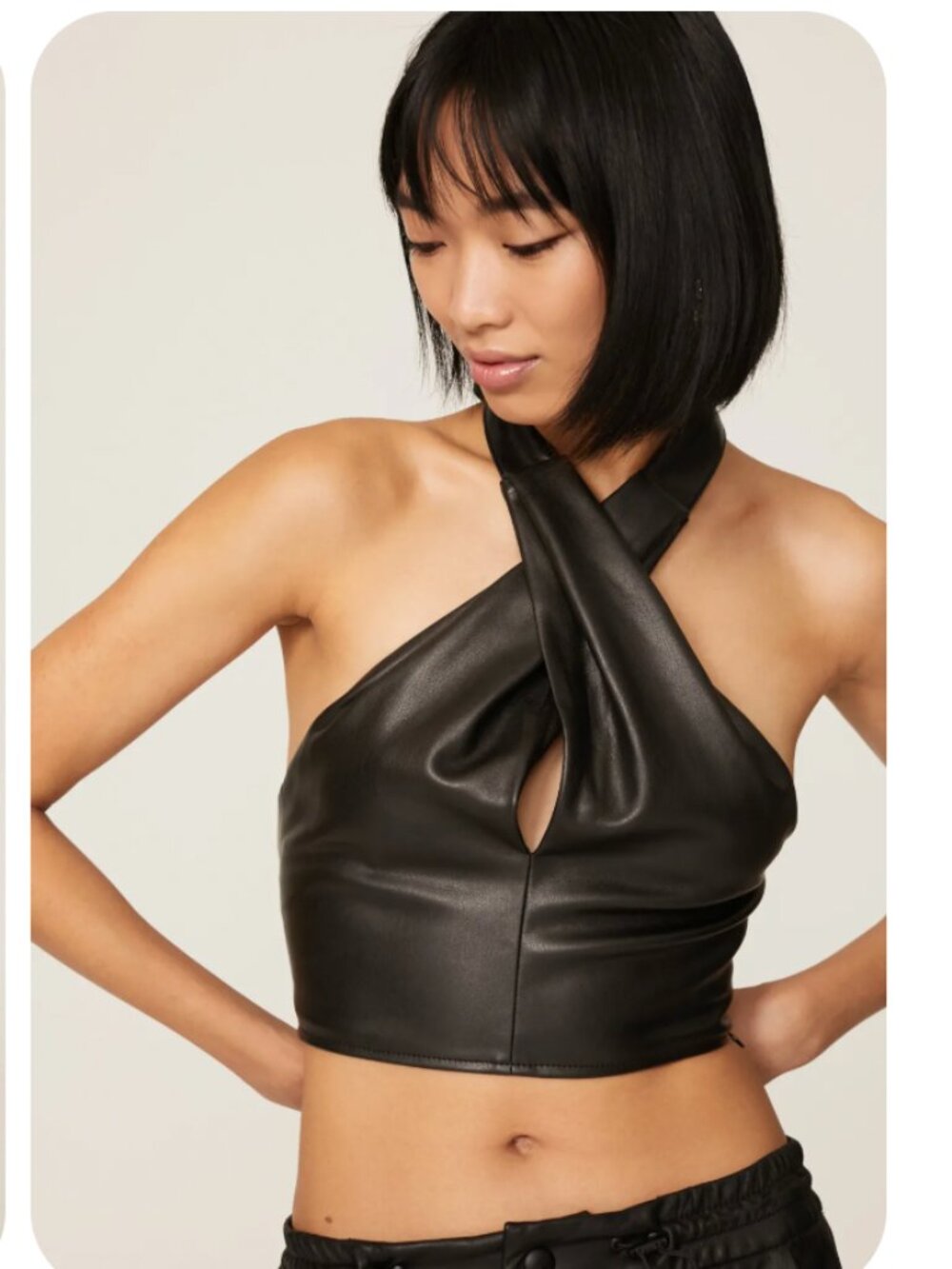 STAUD Faux Leather Kai Halter Top. $125